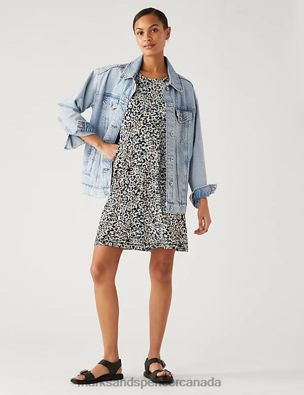 Marks and Spencer near me - Women Natural Mix Clothing Marks & Spencer Jersey Printed Mini Swing Dress 20VTD1570