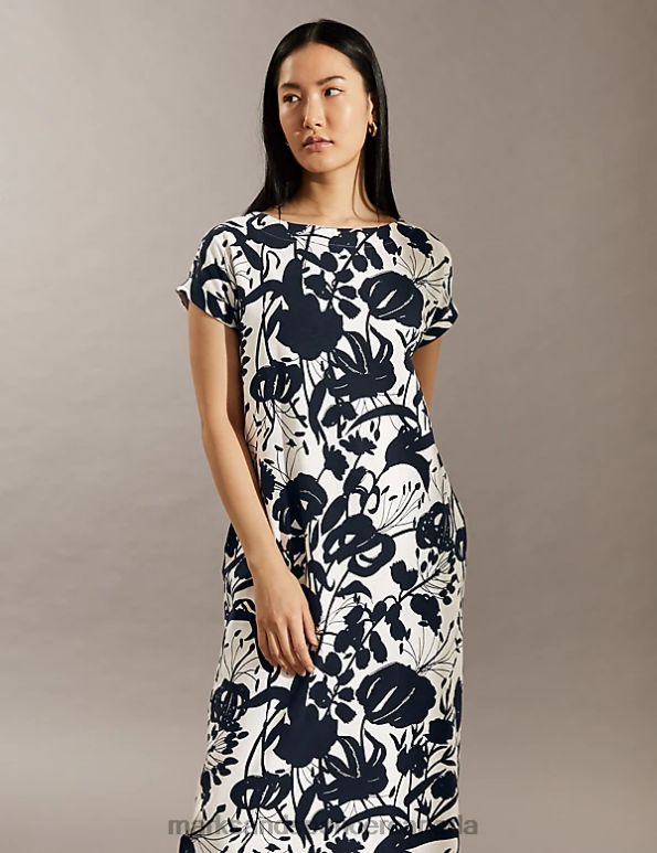 Women Navy Clothing Marks & Spencer Jersey Floral Knee Length Shift Dress 20VTD1490 - Marks and Spencer Canada locations