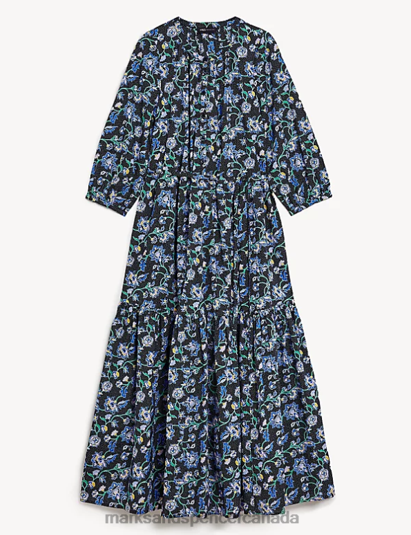 Women Navy Mix Clothing Marks & Spencer Pure Cotton Printed Midaxi Shirt Dress 20VTD1650 - Marks and Spencer Canada locations