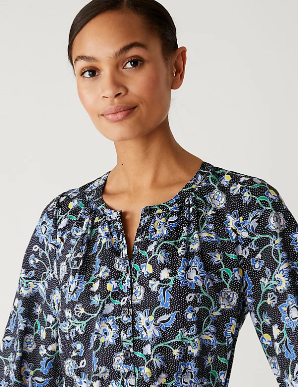 Women Navy Mix Clothing Marks & Spencer Pure Cotton Printed Midaxi Shirt Dress 20VTD1650 - Marks and Spencer Canada locations