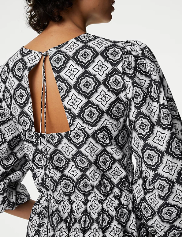 Marks and Spencer near me - Women Navy Mix Clothing Marks & Spencer Pure Cotton Printed Midi Tiered Dress 20VTD440