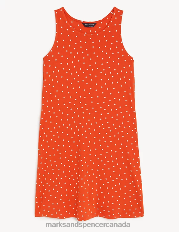 Women Orange Mix Clothing Marks & Spencer Jersey Printed Mini Swing Dress 20VTD1236 - Marks and Spencer Canada locations