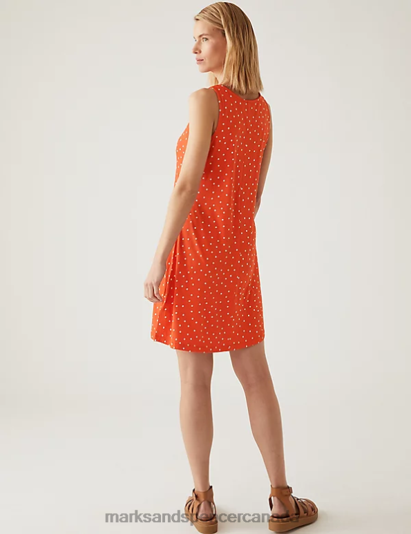 Women Orange Mix Clothing Marks & Spencer Jersey Printed Mini Swing Dress 20VTD1236 - Marks and Spencer Canada locations