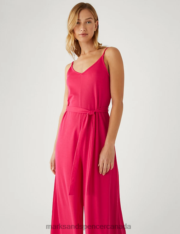 Marks and Spencer near me - Women Pink Clothing Marks & Spencer Jersey Cropped Wide Leg Jumpsuit 20VTD3025