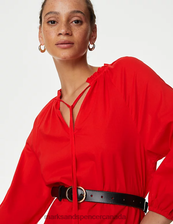 Marks and Spencer sale - Women Poppy Clothing Marks & Spencer Pure Cotton Tie Front Beach Cover Up Kaftan 20VTD1108