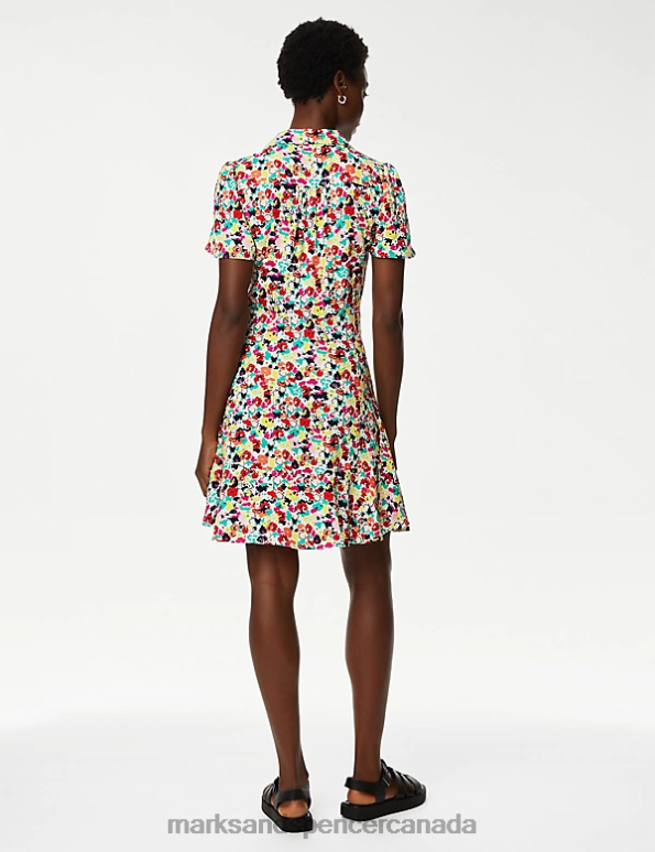 Marks and Spencer near me - Women Red Mix Clothing Marks & Spencer Printed Mini Shirt Dress 20VTD1227