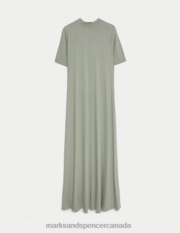 Marks and Spencer sale - Women Soft Green Clothing Marks & Spencer Jersey High Neck Maxi Smock Dress 20VTD3125