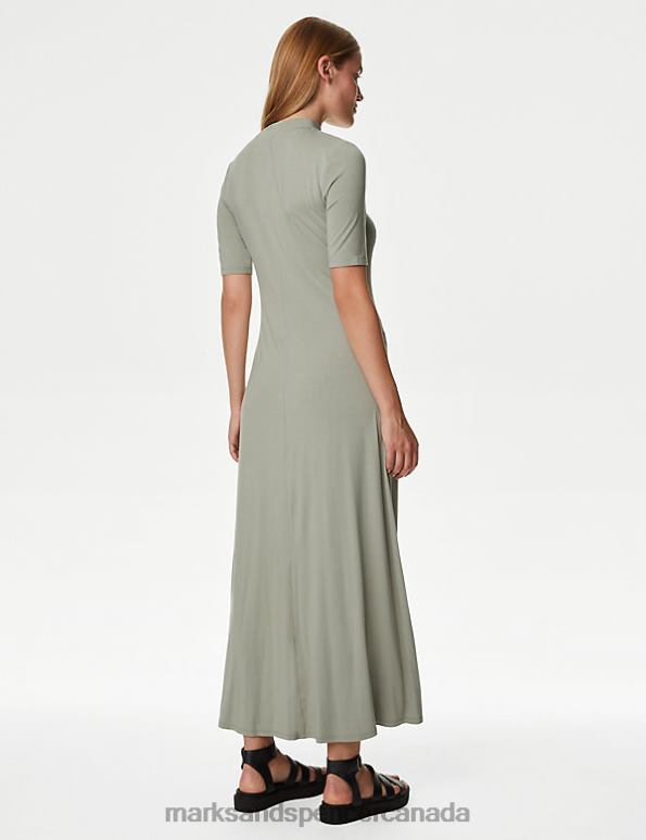Marks and Spencer sale - Women Soft Green Clothing Marks & Spencer Jersey High Neck Maxi Smock Dress 20VTD3125