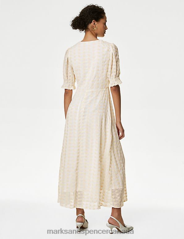Women Soft White Clothing Marks & Spencer Embroidered V-Neck Midi Tea Dress 20VTD479 - Marks and Spencer online