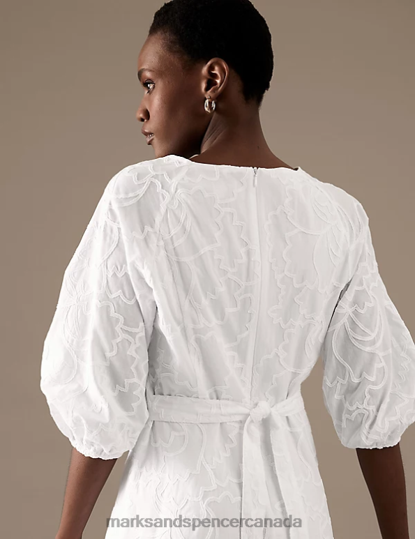 Marks and Spencer near me - Women Soft White Clothing Marks & Spencer Pure Cotton Embroidered V-Neck Midaxi Dress 20VTD355