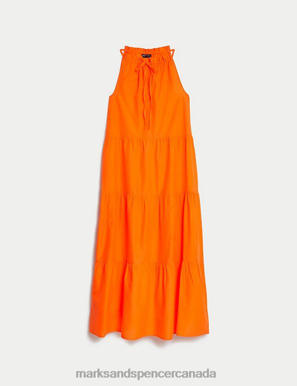 Women Tangerine Clothing Marks & Spencer Pure Cotton High Neck Midaxi Beach Dress 20VTD637 - Marks and Spencer outlet
