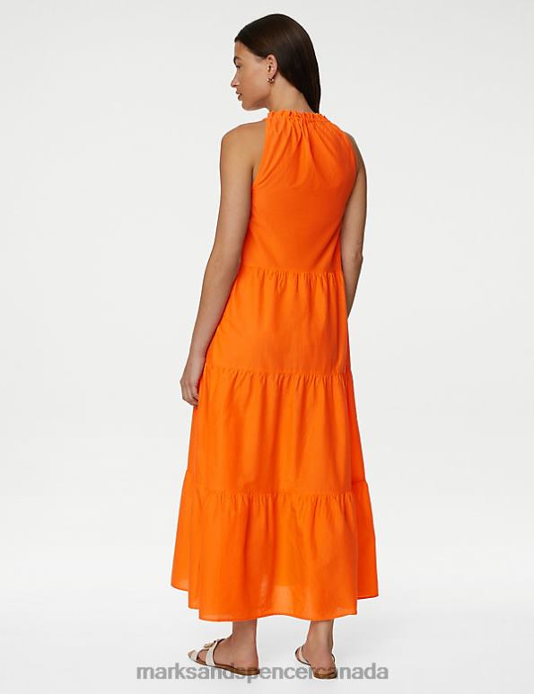 Women Tangerine Clothing Marks & Spencer Pure Cotton High Neck Midaxi Beach Dress 20VTD637 - Marks and Spencer outlet