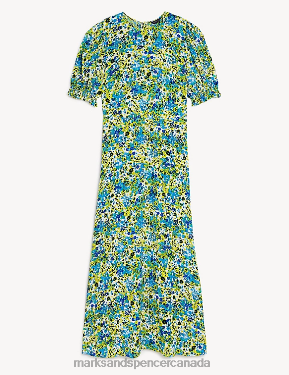 Marks and Spencer near me - Women Yellow Mix Clothing Marks & Spencer Floral Midaxi Tea Dress 20VTD1064