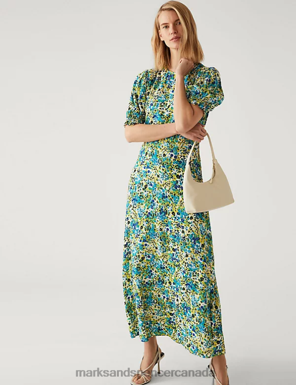 Marks and Spencer near me - Women Yellow Mix Clothing Marks & Spencer Floral Midaxi Tea Dress 20VTD1064