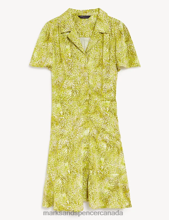 Women Yellow Mix Clothing Marks & Spencer Printed Mini Shirt Dress 20VTD1556 - Marks and Spencer Canada locations