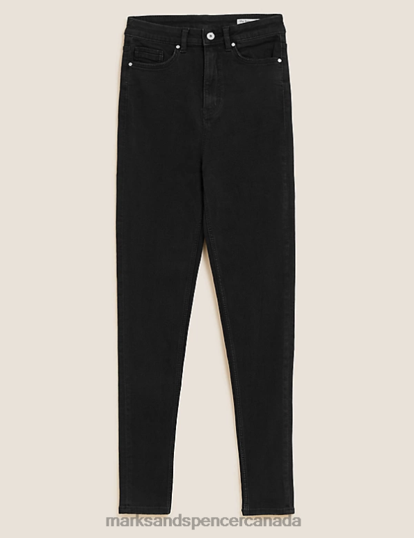 Women Black Clothing Marks & Spencer Ivy Supersoft High Waisted Skinny Jeans 20VTD783 - Marks and Spencer outlet