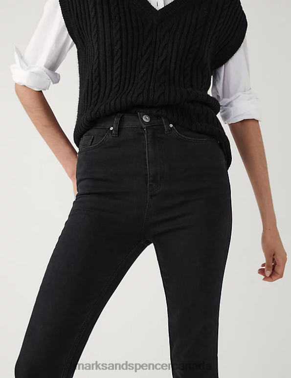 Women Black Clothing Marks & Spencer Ivy Supersoft High Waisted Skinny Jeans 20VTD783 - Marks and Spencer outlet