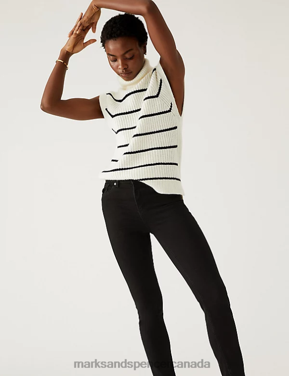 Women Black Mix Clothing Marks & Spencer Lily Slim Fit Jeans with Stretch 20VTD2353 - Marks and Spencer outlet