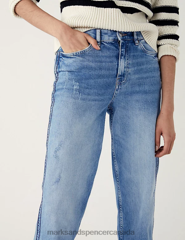 Marks and Spencer sale - Women Blue Denim Clothing Marks & Spencer Boyfriend Ankle Grazer Jeans 20VTD2630
