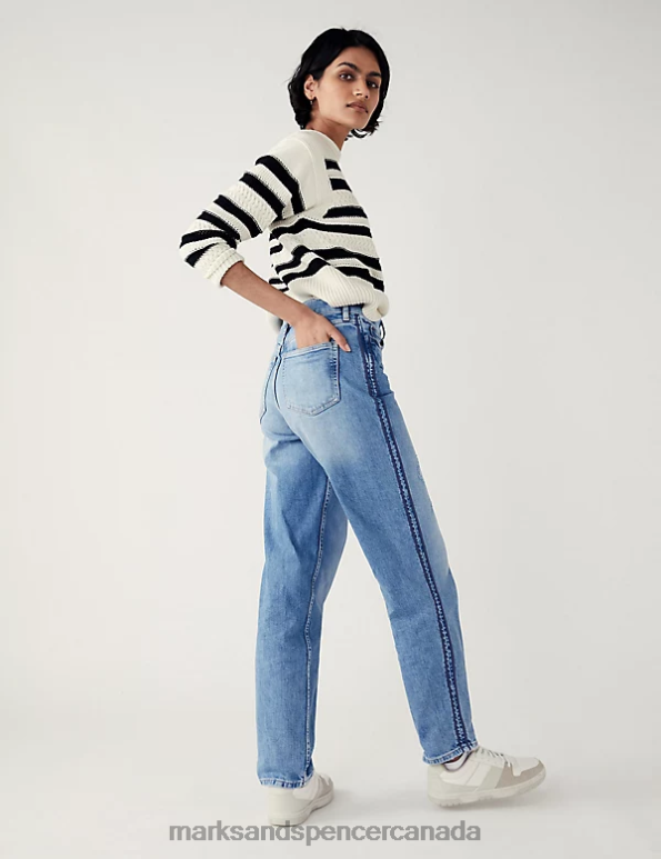 Marks and Spencer sale - Women Blue Denim Clothing Marks & Spencer Boyfriend Ankle Grazer Jeans 20VTD2630