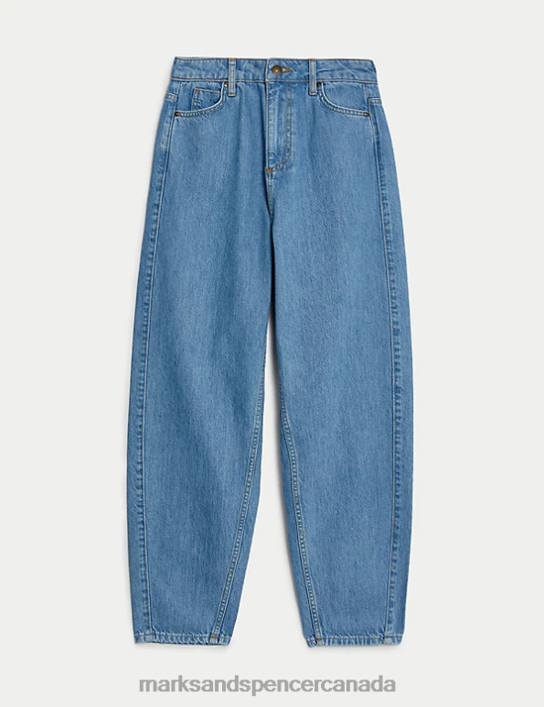 Women Chambray Clothing Marks & Spencer Relaxed High Waisted Straight Leg Jeans 20VTD990 - Marks and Spencer online