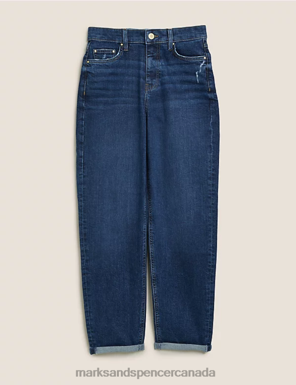 Marks and Spencer near me - Women Dark Indigo Clothing Marks & Spencer Boyfriend Ankle Grazer Jeans 20VTD2629