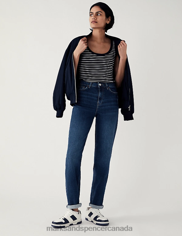 Marks and Spencer near me - Women Dark Indigo Clothing Marks & Spencer Boyfriend Ankle Grazer Jeans 20VTD2629