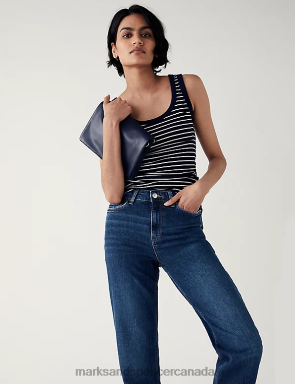 Marks and Spencer near me - Women Dark Indigo Clothing Marks & Spencer Boyfriend Ankle Grazer Jeans 20VTD2629