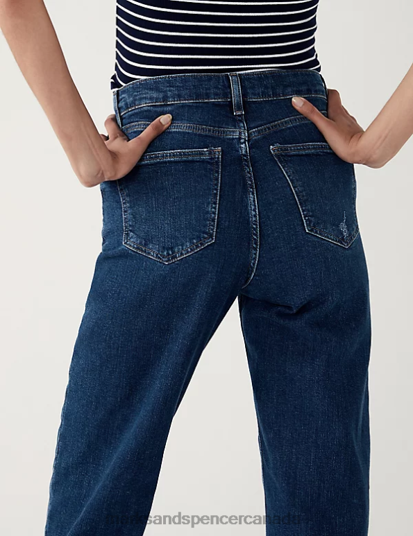 Marks and Spencer near me - Women Dark Indigo Clothing Marks & Spencer Boyfriend Ankle Grazer Jeans 20VTD2629