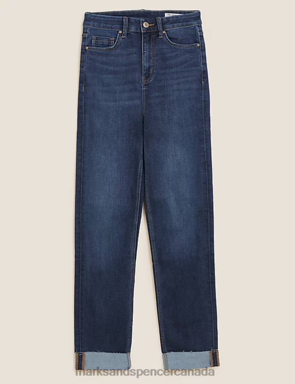 Women Dark Indigo Clothing Marks & Spencer Harper Supersoft Cigarette Jeans 20VTD2768 - Marks and Spencer outlet