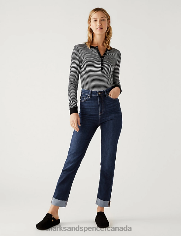 Women Dark Indigo Clothing Marks & Spencer Harper Supersoft Cigarette Jeans 20VTD2768 - Marks and Spencer outlet