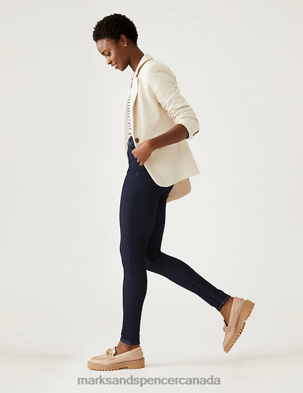 Marks and Spencer Canada - Women Indigo Mix Clothing Marks & Spencer Ivy Supersoft High Waisted Skinny Jeans 20VTD784
