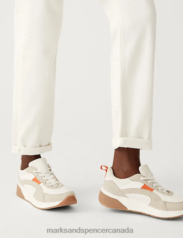 Women Light Cream Clothing Marks & Spencer Boyfriend Ankle Grazer Jeans 20VTD2632 - Marks and Spencer Canada locations