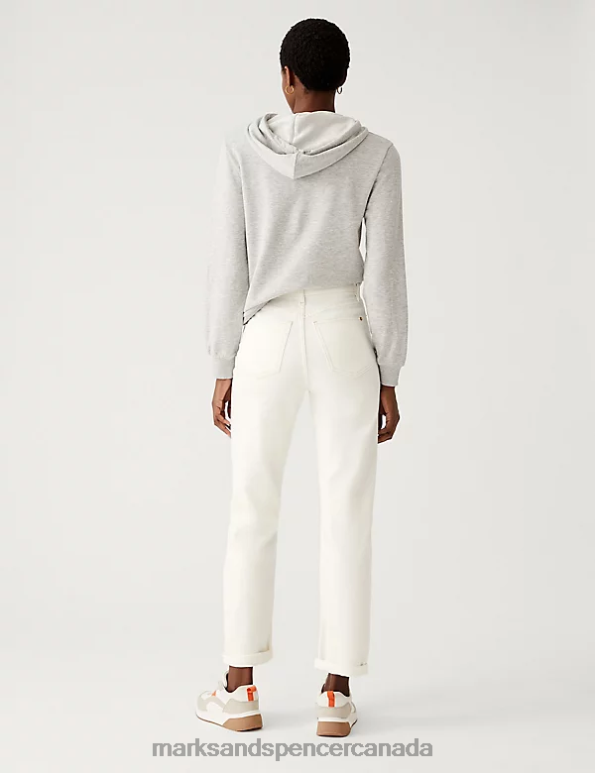 Women Light Cream Clothing Marks & Spencer Boyfriend Ankle Grazer Jeans 20VTD2632 - Marks and Spencer Canada locations