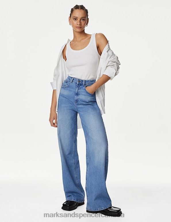Women Light Denim Clothing Marks & Spencer The Wide-Leg Jeans 20VTD3038 - Marks and Spencer Canada locations