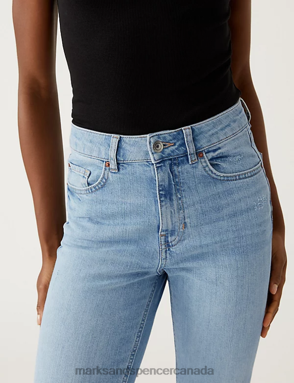 Women Light Indigo Clothing Marks & Spencer Slim Fit Ankle Grazer Jeans 20VTD2002 - Marks and Spencer Canada locations