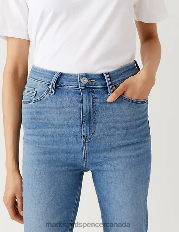 Marks and Spencer near me - Women Light Indigo Mix Clothing Marks & Spencer Harper Supersoft Cigarette Jeans 20VTD3088