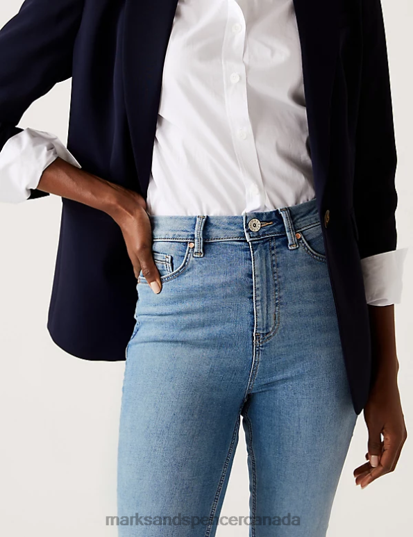 Marks and Spencer near me - Women Light Indigo Mix Clothing Marks & Spencer Ivy Supersoft High Waisted Skinny Jeans 20VTD785