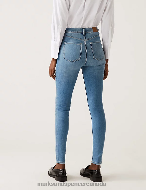 Marks and Spencer near me - Women Light Indigo Mix Clothing Marks & Spencer Ivy Supersoft High Waisted Skinny Jeans 20VTD785