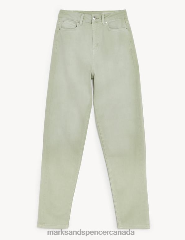 Women Light Mint Clothing Marks & Spencer Mom High Waisted Jeans 20VTD3118 - Marks and Spencer Canada locations