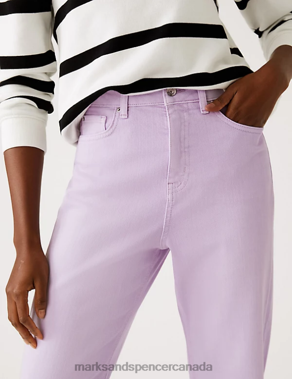 Women Lilac Clothing Marks & Spencer Mom High Waisted Jeans 20VTD3119 - Marks and Spencer outlet