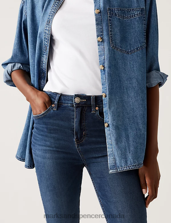 Women Med Blue Denim Clothing Marks & Spencer Lily Slim Fit Jeans with Stretch 20VTD2729 - Marks and Spencer online
