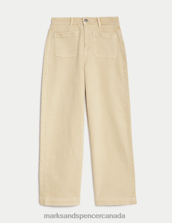 Marks and Spencer near me - Women Natural Beige Clothing Marks & Spencer Tea Dyed Wide Leg Ankle Grazer Jeans 20VTD1902