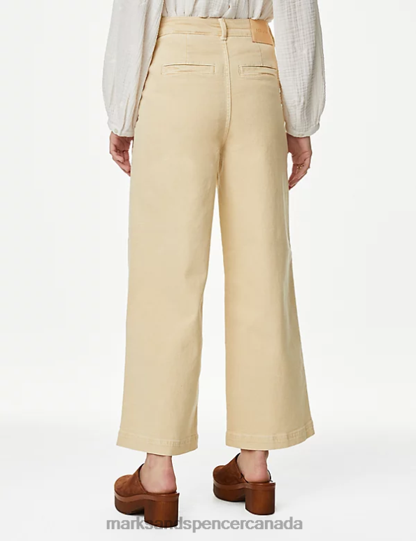 Marks and Spencer near me - Women Natural Beige Clothing Marks & Spencer Tea Dyed Wide Leg Ankle Grazer Jeans 20VTD1902