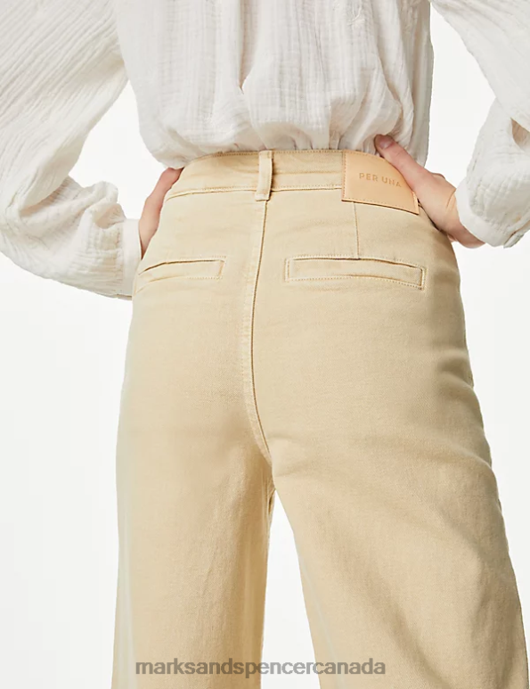 Marks and Spencer near me - Women Natural Beige Clothing Marks & Spencer Tea Dyed Wide Leg Ankle Grazer Jeans 20VTD1902