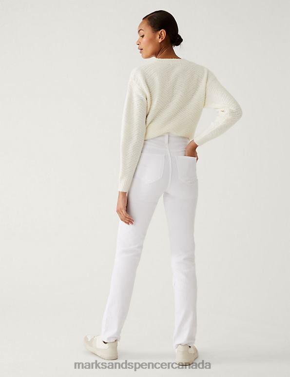 Women White Clothing Marks & Spencer Sienna Straight Leg Jeans with Stretch 20VTD2753 - Marks and Spencer online