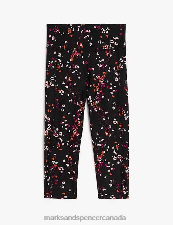 Women Black C Clothing Marks & Spencer Go Move Printed Cropped Gym Leggings 20VTD3277 - Marks and Spencer online