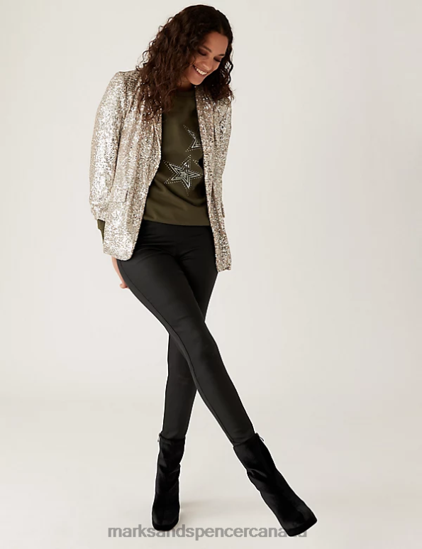 Marks and Spencer sale - Women Black Clothing Marks & Spencer Coated High Waisted Jeggings 20VTD1949