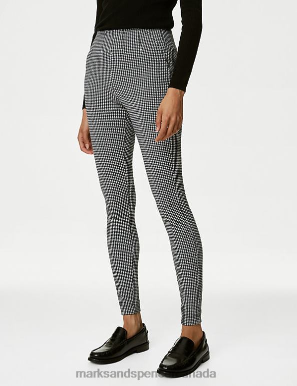 Marks and Spencer Canada - Women Black Mix Clothing Marks & Spencer Magic Shaping Dogtooth Leggings 20VTD813