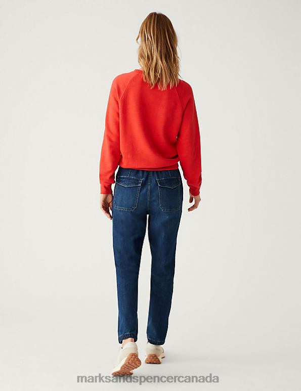 Marks and Spencer Canada - Women Dark Indigo Clothing Marks & Spencer Cotton Rich Slim Fit Joggers 20VTD754